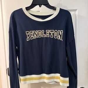 Pendleton Blue Crewneck with Cream and Yellow Trim